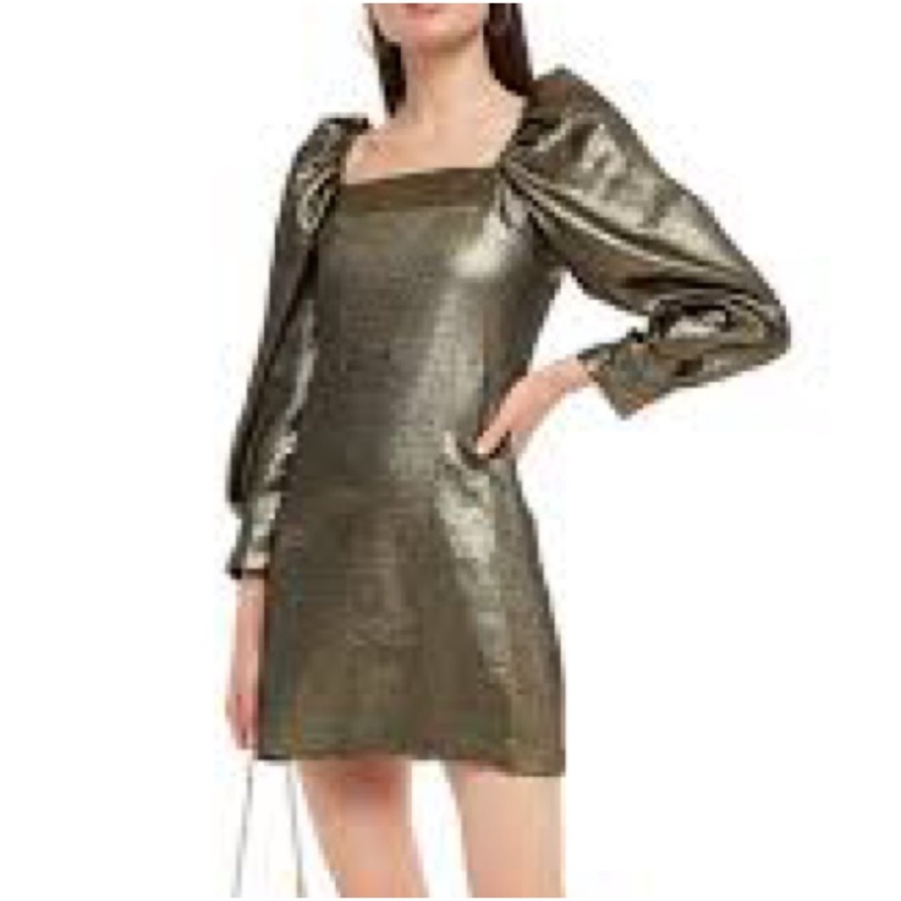 Sandro Paris Gold Lame Mini Dress size 40
